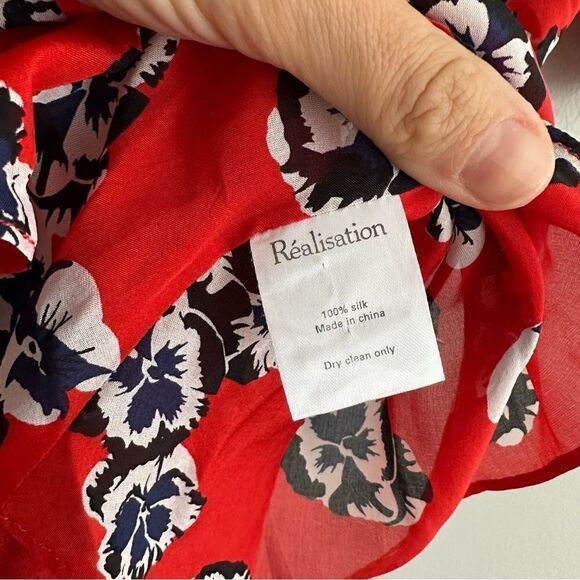 Realisation Par The Ozzie Pansy Mini Dress V-Neck Floral Red Mini - Picture 10 of 12